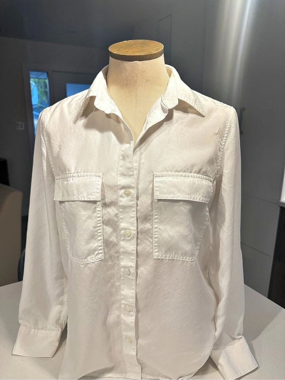 Aritzia Babaton Ivory Utility Lyocell Button Down Shirt